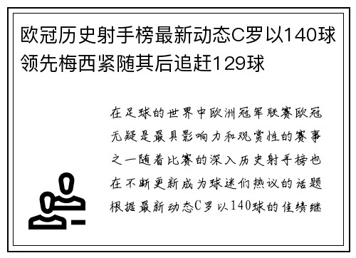 欧冠历史射手榜最新动态C罗以140球领先梅西紧随其后追赶129球